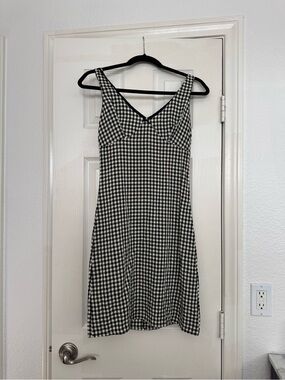 Black and White Gingham Sleeveless Mini Dress